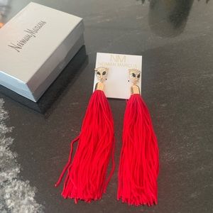 Gold Red Fringe Earrings